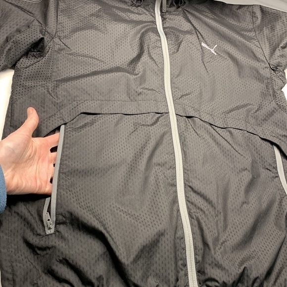 Puma Sport Life Style Wind Breaker Jacket Elasticized Waist Black Size Medium - Picture 6 of 15